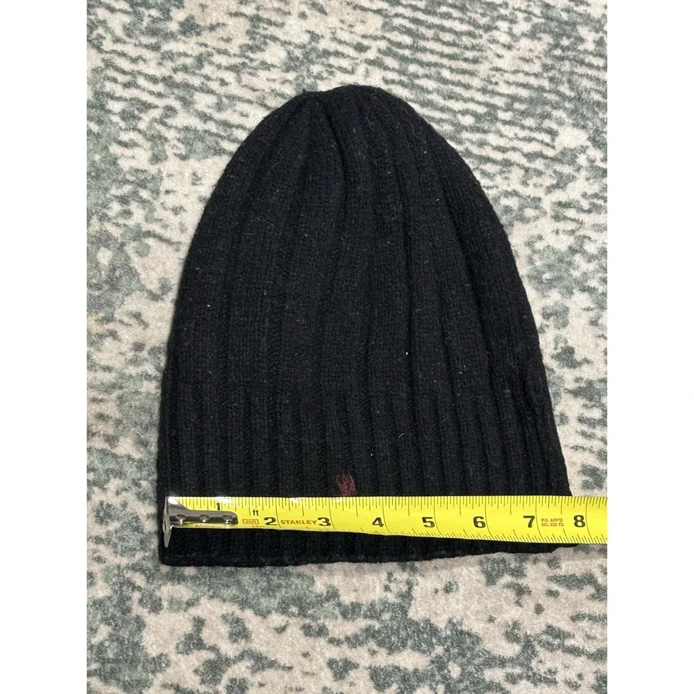 Lot of 2 Polo Ralph Lauren Ribbed Knit Beanies - Black & Gray Lambswool Blend